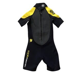 Aqua Lung Sport Wetsuit 2mm Neoprene Short Sleeve Scuba Diving Black Kids Medium